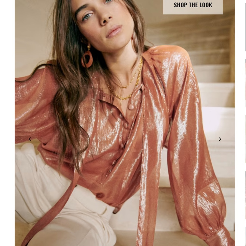 Sezane ZELDA BLOUSE  Lurex Camel Argenté